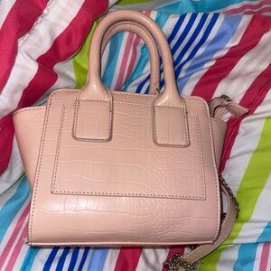 Elegant Pink Crocodile-Embossed Handbag